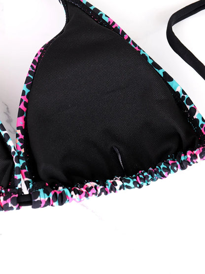 Two-Piece Women's Split Bikini Set Summer Strappy And Lace-Up Colorful Polka Dot Printed Lady's Bikini Beach Vacation Swimsuit