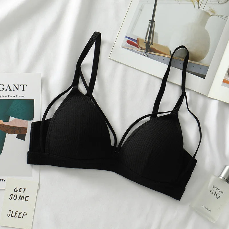 Cotton Push Up Bra For Women Deep V-neck Bralette Sexy Lingerie Comfort Small Breast Padded Bra Female Wireless Underwear