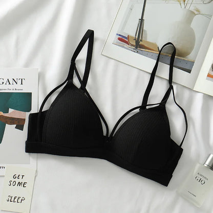 Cotton Bra For Women Push-Up Bralette Sexy Lingerie Deep V Backless Small Breast Fixed Pad Bra Comfort Underwear