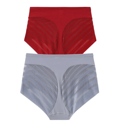 2Pcs/Set Ice Silk Tummy Control Panties Women High Rise Shapewear Pants Female Sexy Lingerie Slimming Underwear M-3XL Briefs