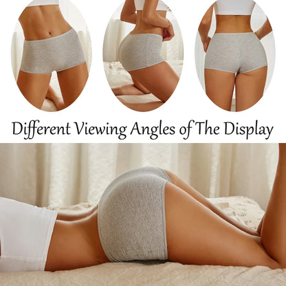 5Pcs/Set Seamless Cotton Boyshorts Panties For Women Solid Color High Waist Elastic Underwear Soft Cozy Breathable Boxer Short