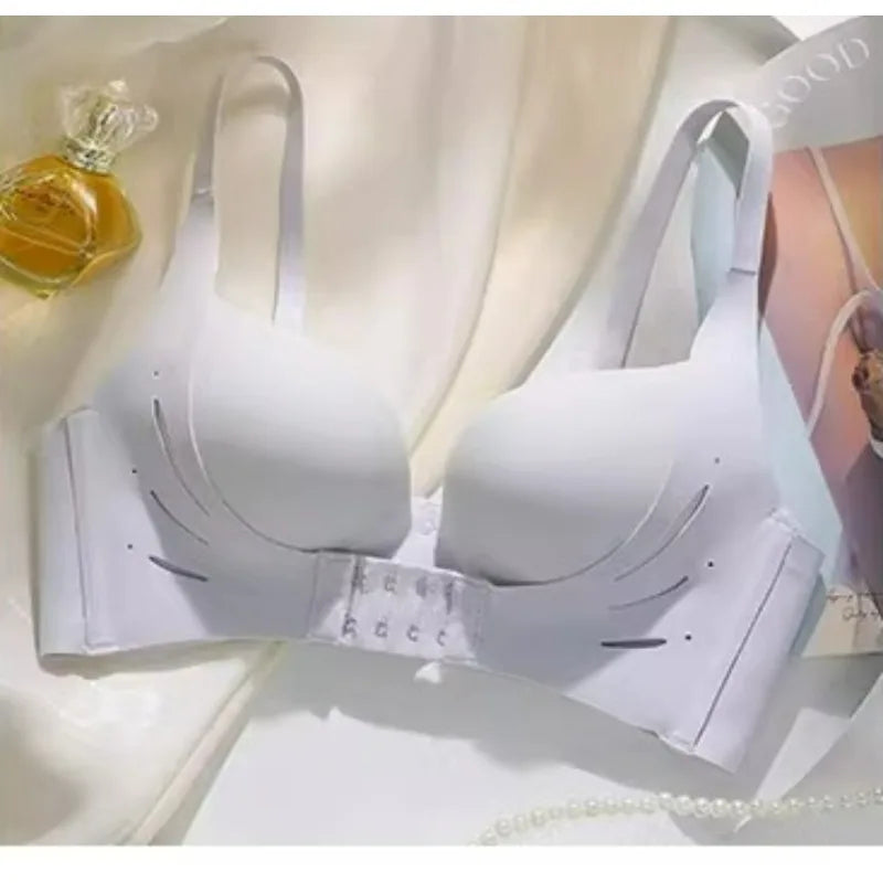 Front Closure Push Up Bra Small Chest, Winter Plunge Lift Up, Side Support Minimizer, Massage Palm Cup, T-Shirt Underwire