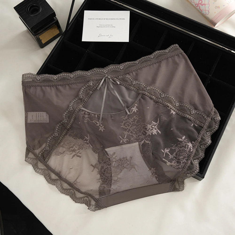 Women's Panties Sexy Briefs Women's Hollow out Semi-Transparent Soft Breathable Triangle Underwear Lace Flower Pattern Plus Size