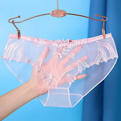 Sexy Transparent Women's Panties Super Thin Breathable Perspective Brief Underwear For Women Floral Mesh Female Lingerie Panty