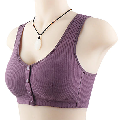 Confortable Bra Cotton Women Wire Free Bras Front Closure Underwear Female Everyday Lingerie Large Bust 52BC