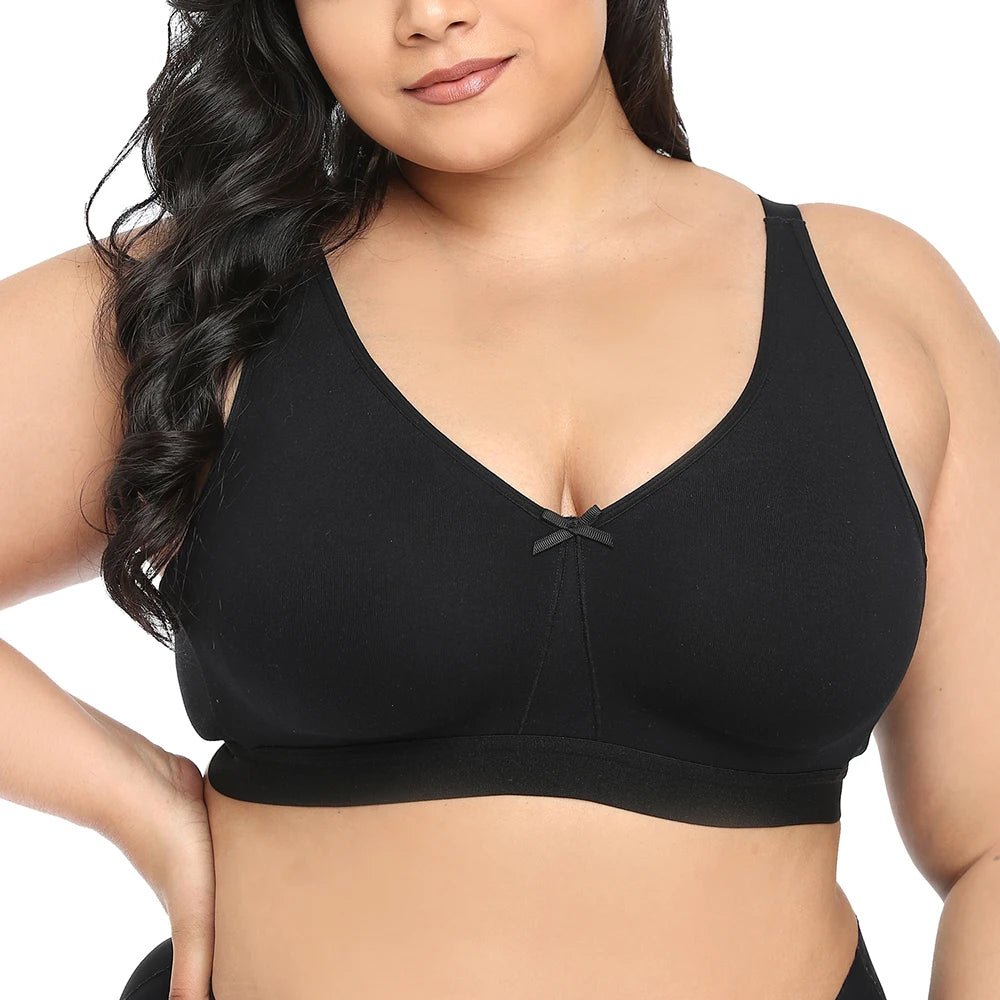 Sheroine Cotton Bra for Big Breast Women, Wirefree Comfort Full Coverage Soft Seamless Underwear Unlined Non-Padded Bras