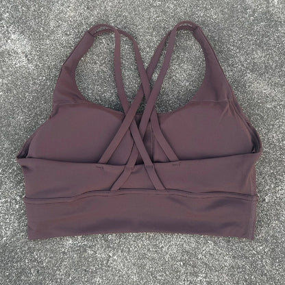 Solid Color Women Cross Back  Bra Fitness Underwear Soft Fitness Sport Bra Top Gym Yoga Athletic Workout With Chest Pad