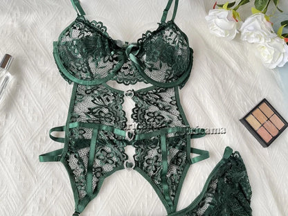 Erotic Sexy Lace Bra And Panty Underwear Set For Woman Transparent Lace Bra Exotic Lingerie Sets  Porn Sensual Luxury Lingerie