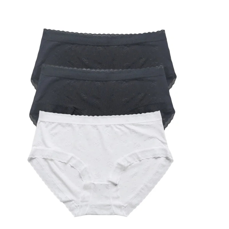 3Pcs/Set Low Rise Briefs Women Ice Silk Panties Breathable Seamless Underwear Solid Color Female Underpants Sexy Lingerie M-XL