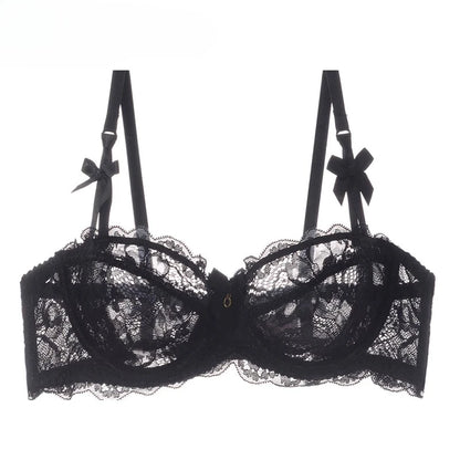 MOYISU Summer Lingerie Set Sheer French Lace Minimiser Bra Briefs Ultra Thin Sexy Women's Underwear Big Bust Sexy Tushy & Panty