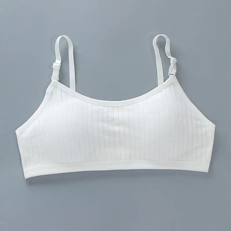 Girls Sports Bra Underwear Double Layer Thin Cotton Summer Suspender Bras with Breathable Sponge Pad No Steel Rings Training Bra