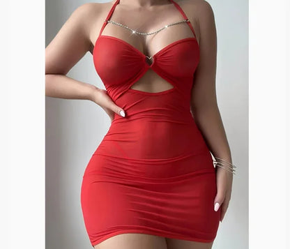 Cross-border foreign trade new perspective high elastic mesh yarn flirting underwear hip skirt pajamas nightgown sex women