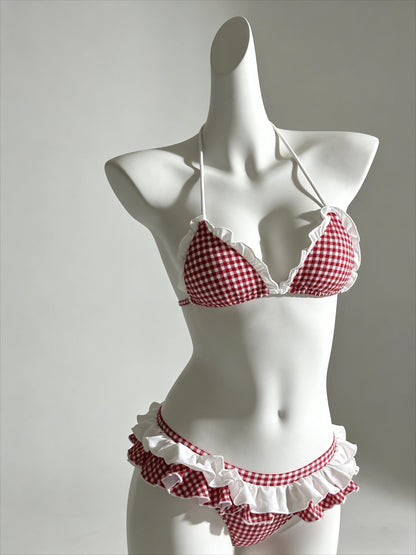 Sexy Lace Up Back Two Piece Bikini Set High Cut Leg Push Up Tops Stylish Swimwear Beach Bathing Suit for Ladies Summer Vacation