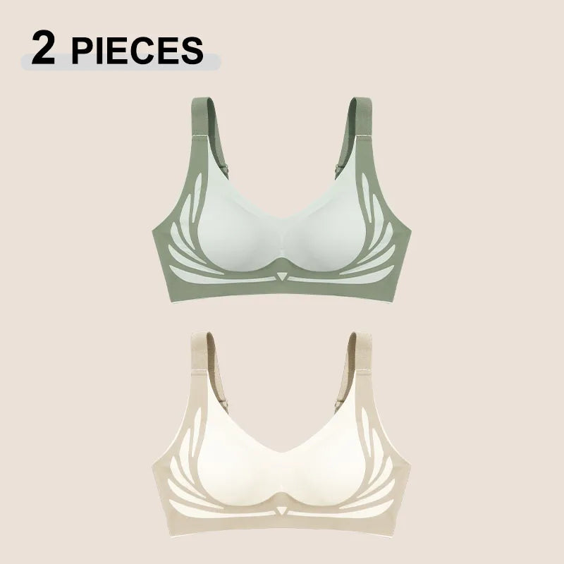 1/2Pcs/Set Women Push Up Bras Seamless Comfortable Angel Wings Bras Set Trendy Soft Breathable Underwear Female No Wire Lingerie