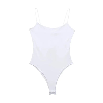MUJER White Black Body Woman Sleeveless Tight Bodysuit Lingerie Sexy Woman Bodys Bodycon Backless Bodysuit Women Summer Tops