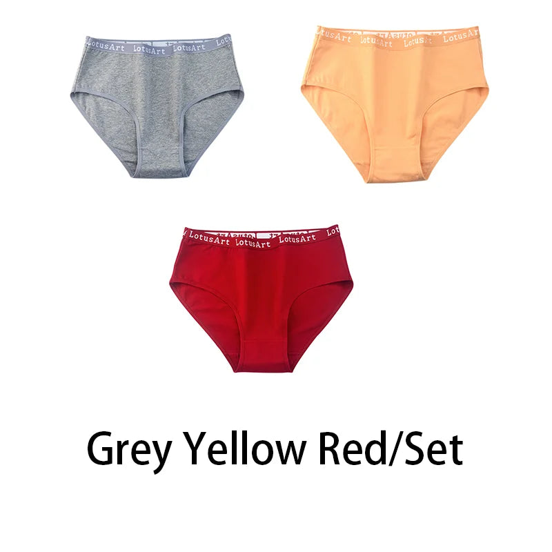 3PCS/Set Women Cotton Solid Seamless Underwear Sexy Plus Size Panties Letter Lingerie Mid Waist Comfortable Briefs NKT2123
