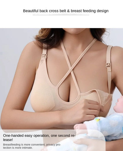 Maternity Women Cross Seamless Tank Nursing Bra With Removable Pads Yoga Sports Pregnant&postpartum Moms Bras For Breastfeeding