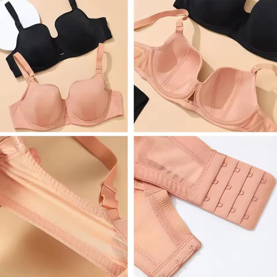 Womens Push Up Minimizer Bra Full Cup Underwire Female Smooth Plus Size Lingerie 75 80 85 90 95 D E F G H I EU Size