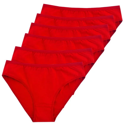 6pcs Women Panties Girl Sexy Underwear Solid Color Middle-Waisted Briefs Female Ventilation Soft Cotton Women's Underpants