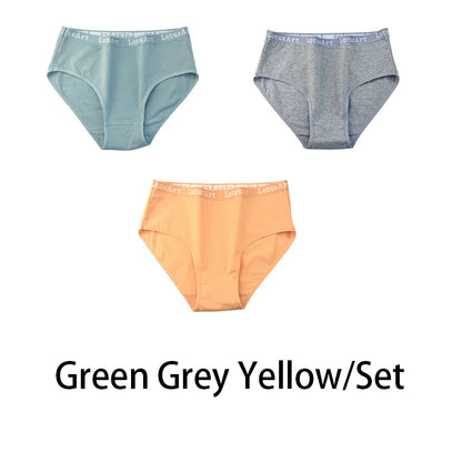3PCS/Set Women Cotton Solid Seamless Underwear Sexy Plus Size Panties Letter Lingerie Mid Waist Comfortable Briefs NKT2123