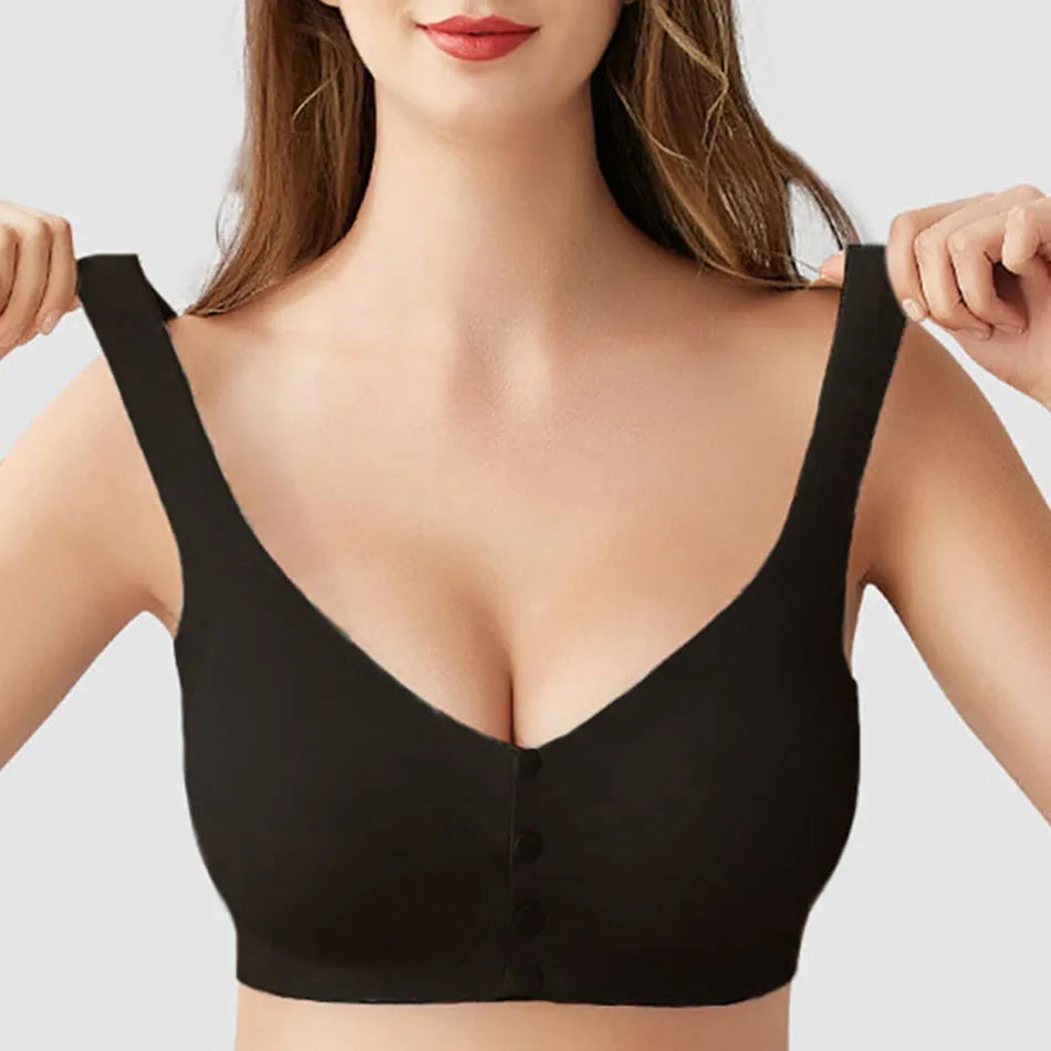 Women Front Open Button Breastfeeding Bra Comfortable Traceless And Anti Sagging Fixed Double Shoulder Strap Bra Women Bra