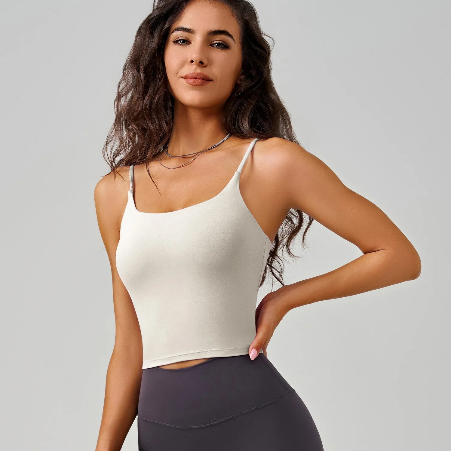 U-Neck Fitness Vest Women Yoga Crop Tops Sports Bra With Fixed Cups Stretchy Soft Gym Workout Tank Tops Women Sleeveless Shirts