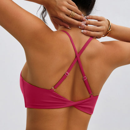 Anfilia Women's Sports Bra Deep V Neck Sports Bra Criss Cross Backless,Outdoor Workout Leisure Bra Running Fitness Pilates