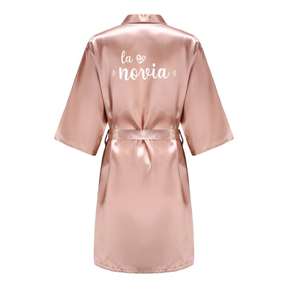 Sage Green Bridal Satin Robe Women Spanish Wedding Robe Novia Kimono Bride Party Bridesmaid Robes