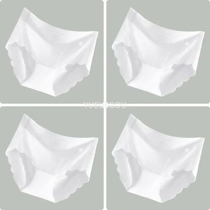 4PCS Ice Silk Seamless Underwear Ultra-thin Women's Panties Sexy Transparent Stretch Briefs High Waist Comfortable Lingerie M-XL