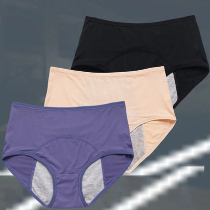 3pcs Women's Physiological Panties L-8XL Leak Proof Menstrual Comfortable Waterproof Plus Size Mid Waist Period Underwear
