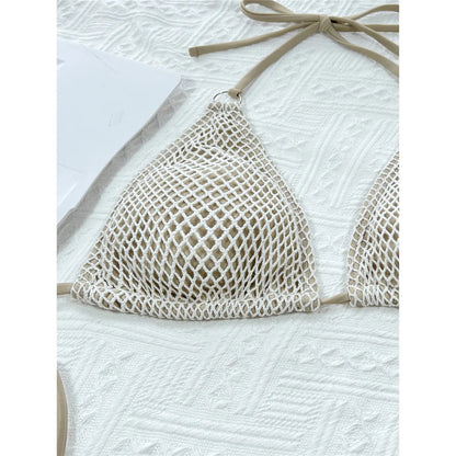 Sexy Halter Mesh Fish Net Brazilian Bikini Female Swimsuit Women Swimwear Two-pieces Bikini set Bather Bathing Suit Swim K3680