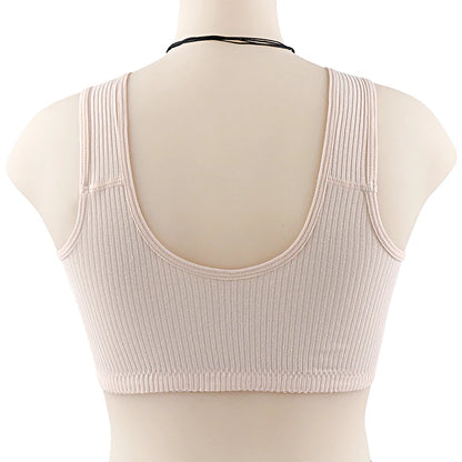 Confortable Bra Cotton Women Wire Free Bras Front Closure Underwear Female Everyday Lingerie Large Bust 52BC