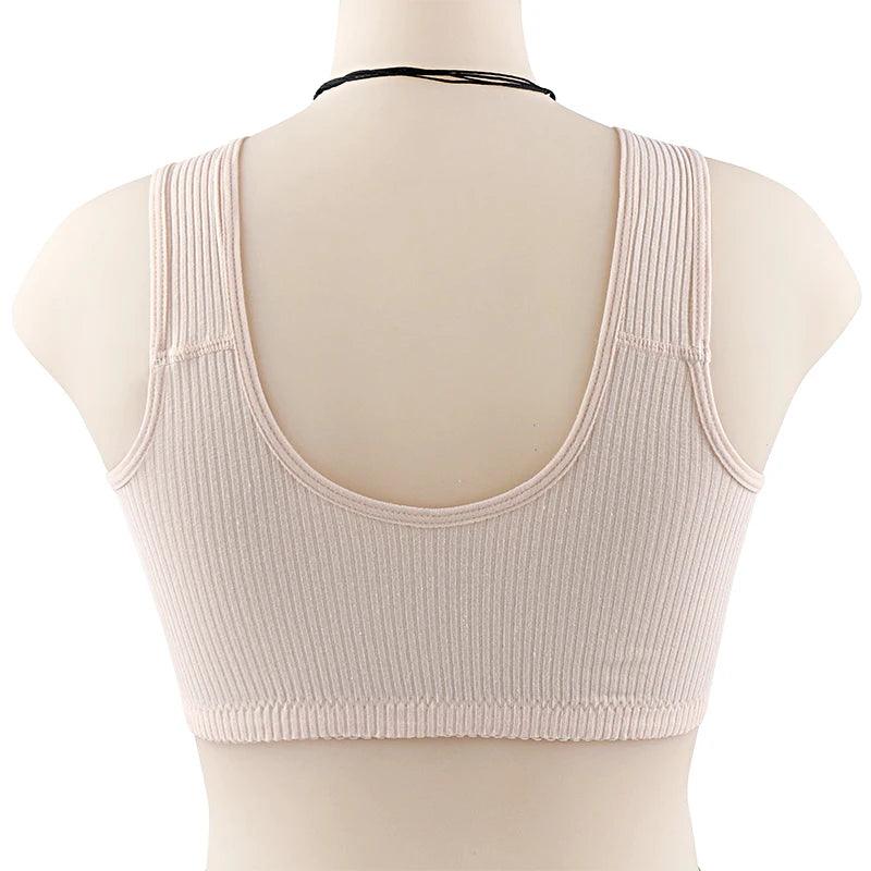 Confortable Bra Cotton Women Wire Free Bras Front Closure Underwear Female Everyday Lingerie Large Bust 52BC