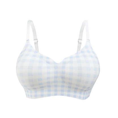 FallSweet Classical Red Plaid Push Up Bra for Women Seamless Wireless Bralette Female Invisible Brassiere Small Breasts Lingerie