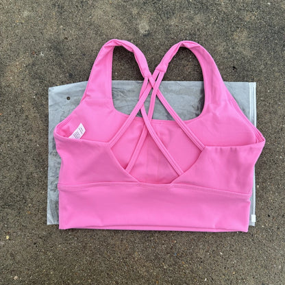 Solid Color Butter Cross Back Soft Push Up Gym Yoga Underwear Women Hollow back shoulder strap Fitness Tight sport Bra Top pad