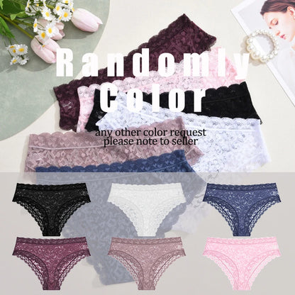 6PCS/Set Women Sexy Lace Panties Low Waist Briefs Hollow Out Comfortable Breathable Lingerie Floral Embroidery Ladies Underpants