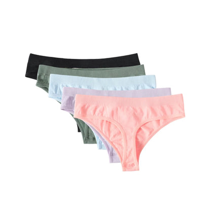 5Pcs/Set Seamless Panties Women Thongs Low Rise G-String Sport Underwear Female Underpants Lingerie Sexy Bottoms M-XL
