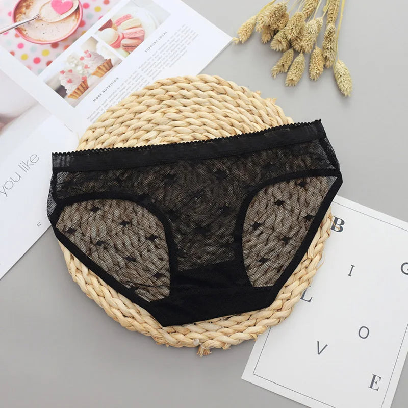 Women's panties Low-Rise Lace Hollow out Mesh Briefs Transparent Sexy Panties Girls Intimate Lingerie Underwear Women's panties