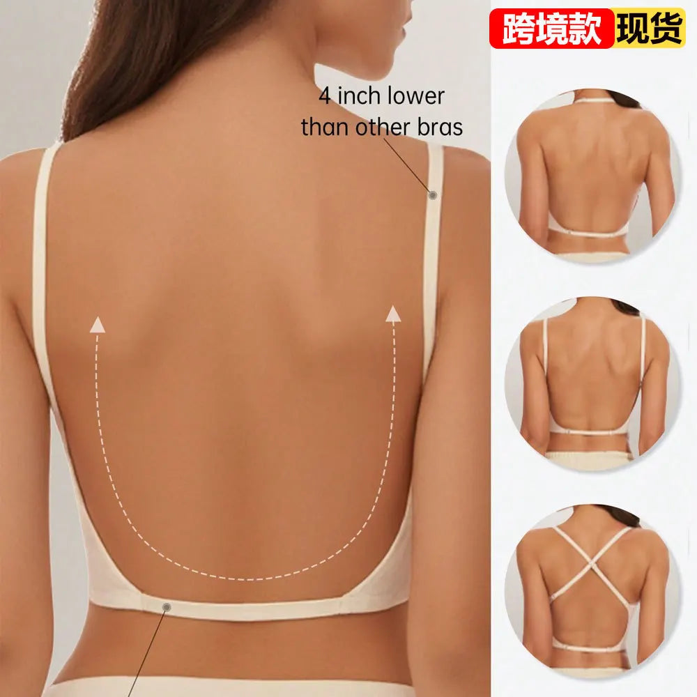 Seamless Low Back Bra Support Multiway Wireless Backless Halter Padded Bralette Lifting Straps Convertible Bras