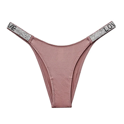 Shiny Rhinestone Thong Women Low Waist Panties Sexy Underwear Ladies Briefs Lingere Panty Underware Womens Lingerie Thongs