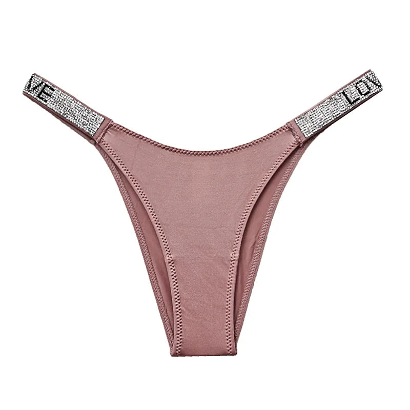 Shiny Rhinestone Thong Women Low Waist Panties Sexy Underwear Ladies Briefs Lingere Panty Underware Womens Lingerie Thongs
