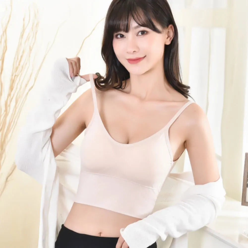 Women Bra Ice Silk Backless Open Back Tank Top Seamless Bralette U Type Low Back Bras Push Up Wirefree Underwear Sexy Sports