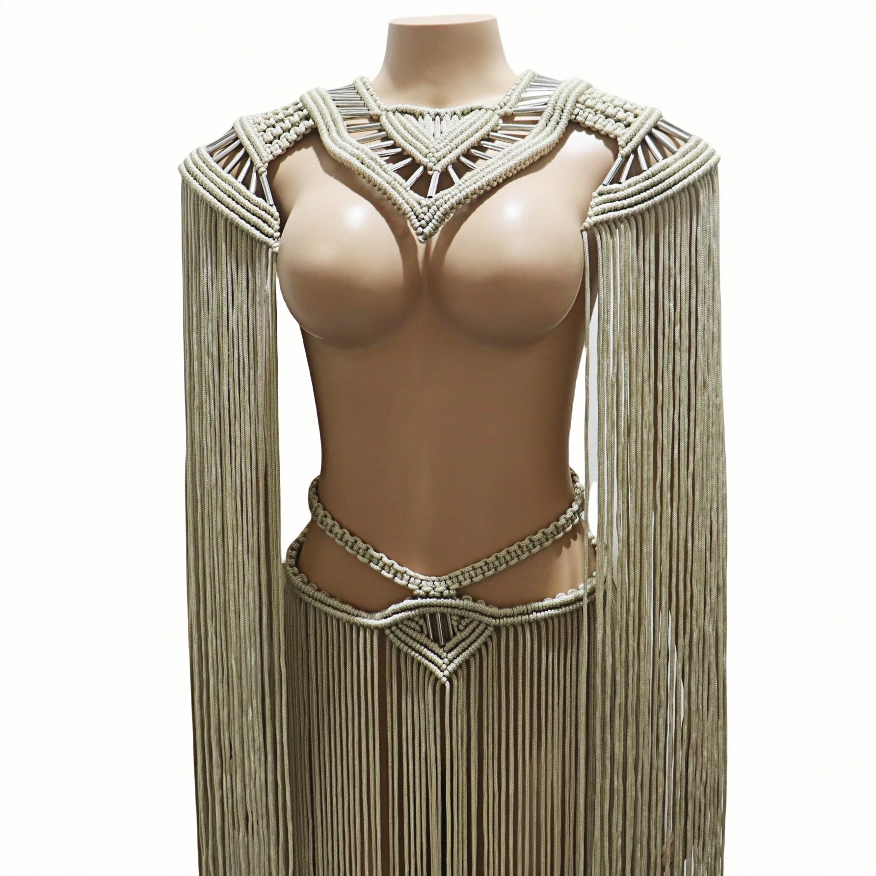 Leosoxs Bikini Cover Ups Hand Crochet Knitted Women 2025 Summer Holiday Tassel Beach Bathing Suit Hollow Out Skirts Matching Set