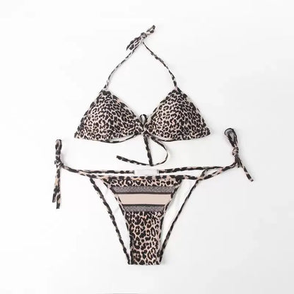2025 Summer New Women's Outdoor Beach Swimsuit Sexy Hanging Neck Strap Split Bikini