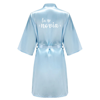 Sage Green Bridal Satin Robe Women Spanish Wedding Robe Novia Kimono Bride Party Bridesmaid Robes