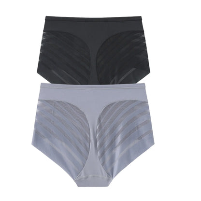 2Pcs/Set Ice Silk Tummy Control Panties Women High Rise Shapewear Pants Female Sexy Lingerie Slimming Underwear M-3XL Briefs