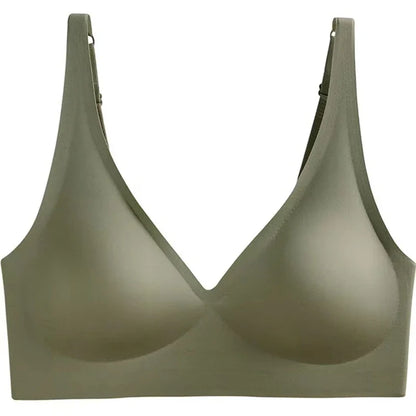 Soft Support Jelly Glue French Deep V Underwear Women's No Steel Ring Small Chest Gathered Comfortable Adjustment Seamless Bra