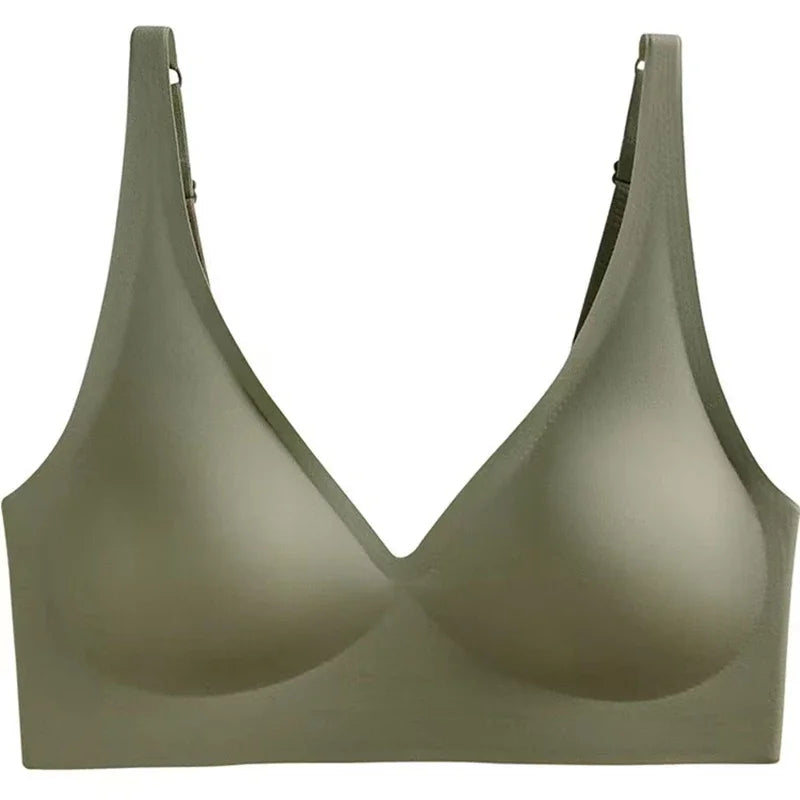 Soft Support Jelly Glue French Deep V Underwear Women's No Steel Ring Small Chest Gathered Comfortable Adjustment Seamless Bra