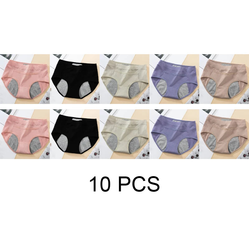 10PCS Cotton Menstrual Panties for Urinary Incontinence Woman Underpants Women Briefs Women's Underwear Leak Proof Period Anti