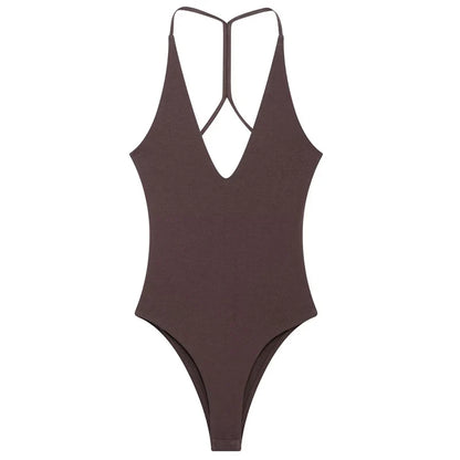 HXAO Halter Corset Bodysuit Women Black Brown White Bodysuit Body Sexy Women Slimming Backless Top Chic Lingerie Thong Bodysuits